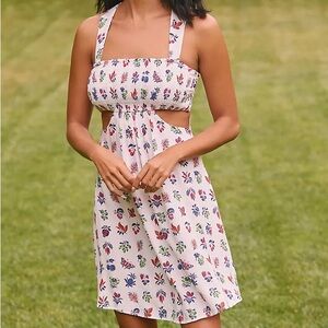 Anthro fruit & floral bandeau mini dress